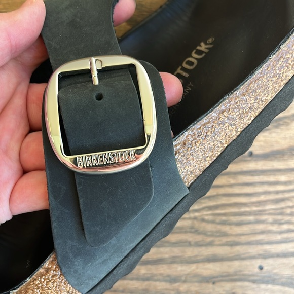 NEW! Birkenstock Gizeh Big Buckle black oiled leather thong sandal size 7-7.5 - Picture 7 of 8